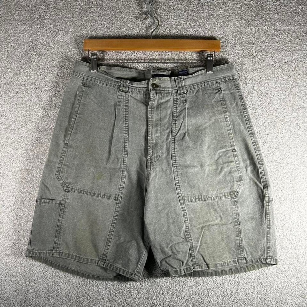 Vintage earth tone moss green utility shorts jorts